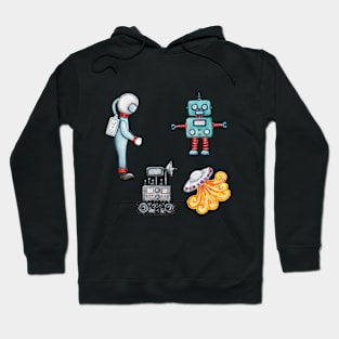 Space Adventure Illustrations Hoodie